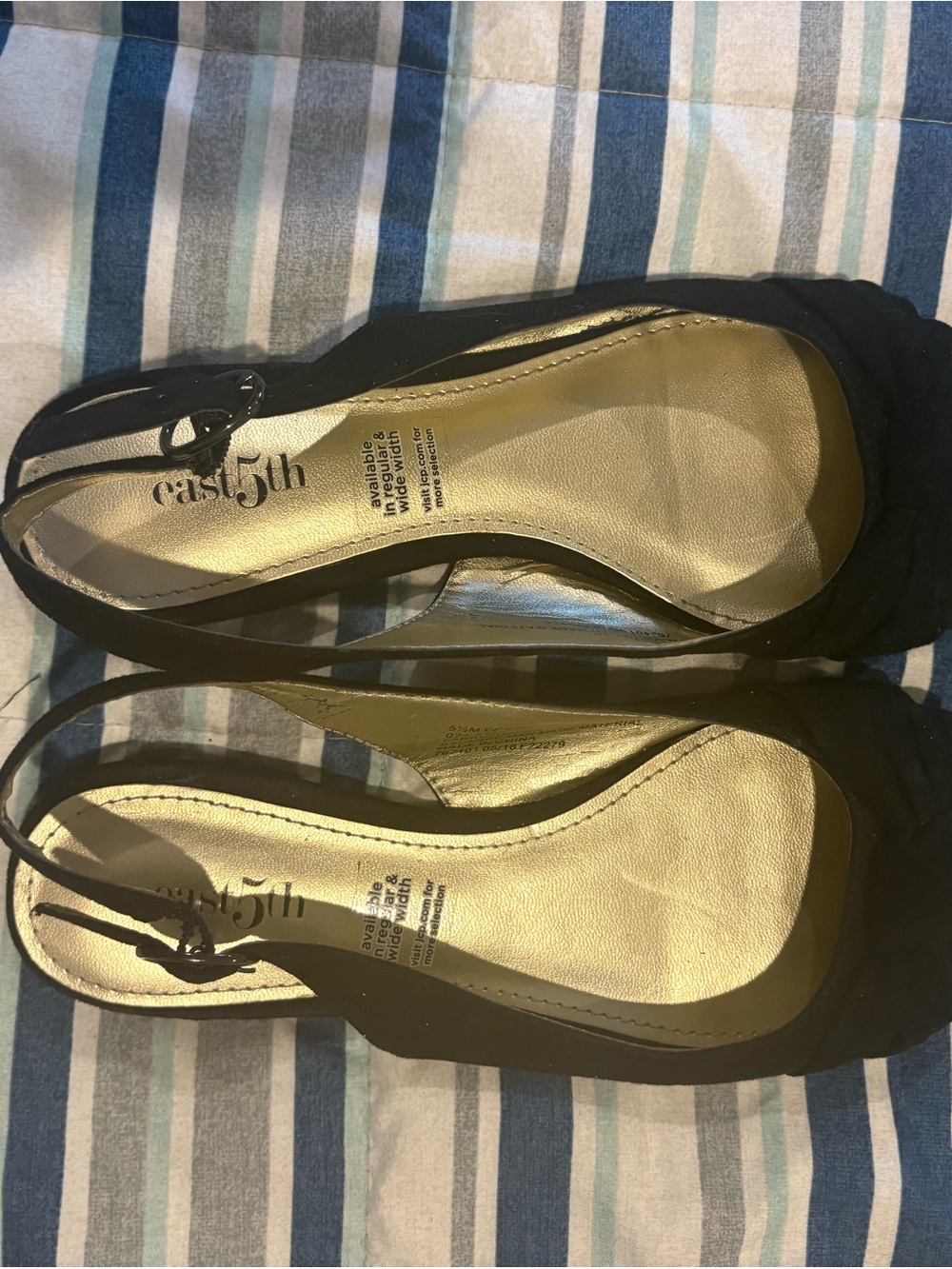 East 5th Black Slingback Peep-Toe Flats